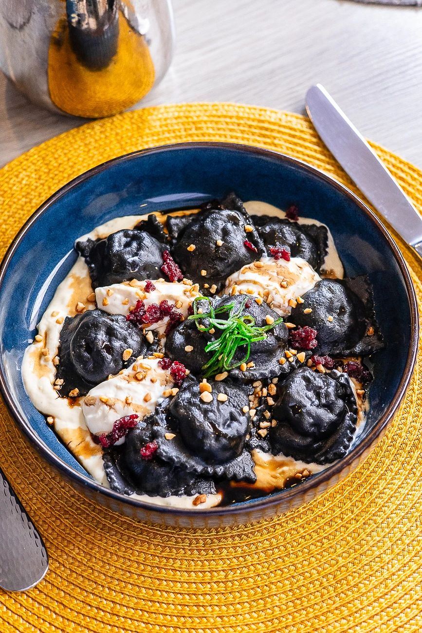 Black ravioli